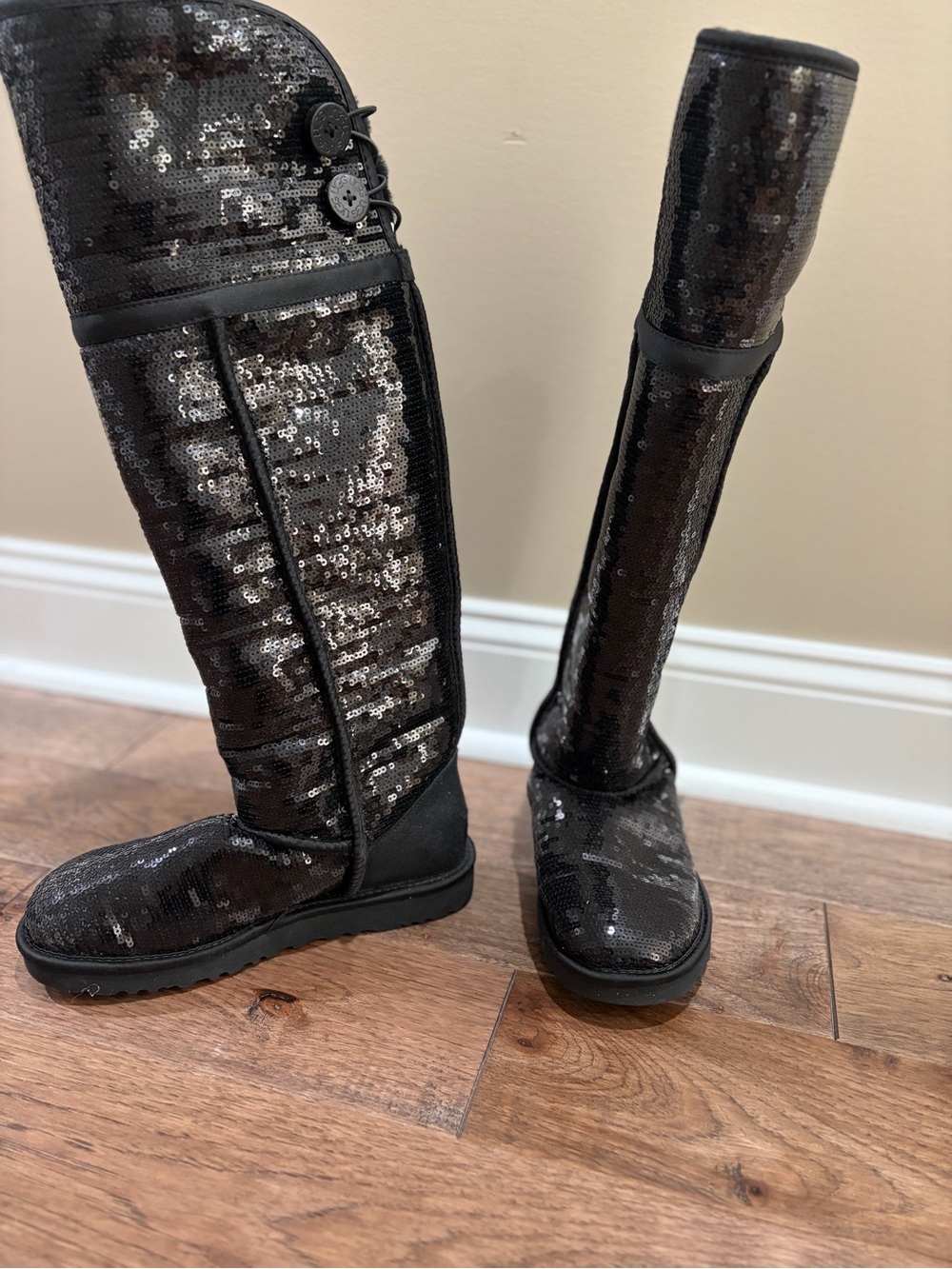 UGG Women's Black Sequin Over-the-Knee Boots
